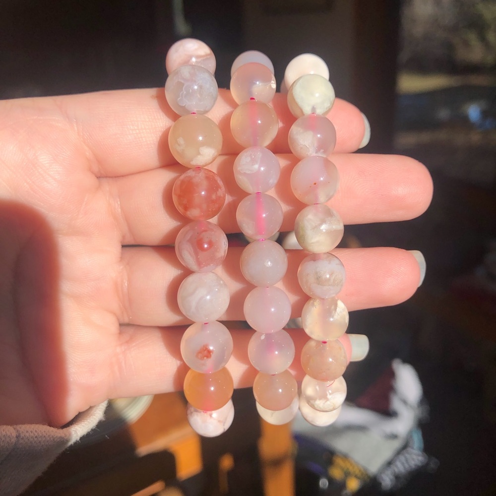 Flower agate crystal beaded bracelet
